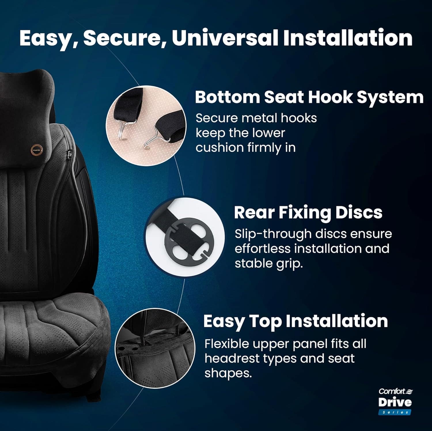 Vyonix Perforated Suede Seat Cushion for Cars