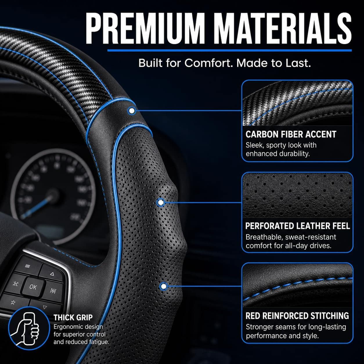 Vyonix 18 Inch Steering Wheel Cover for Semi Trucks